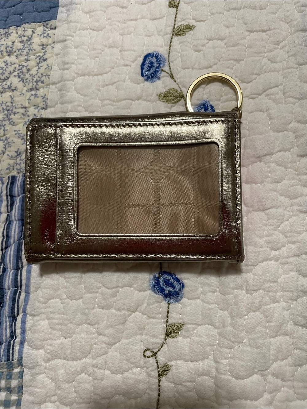 kate spade metallic bronze key pouch with keyring - Picture 3 of 3